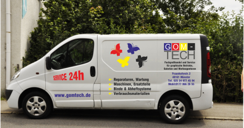 www.gomtech.de T E C H G O M - Fachgrohandel und Service  fr graphische Betriebe,  Galerien und Werbeagenturen Fraunhoferstr.2  48161 Mnster Tel. 025 34 977 45 94 Mobil:0177 866 26 55 Reparaturen, Wartung Maschinen, Ersatzteile Binde & Abheftsysteme Verbrauchsmaterialien